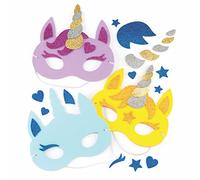 Baker Ross Kit di Maschere con Unicorni per Bambini, da Ideare e Decorare - Kit per Creazioni Originali per Bimbi (Confezione da 4)