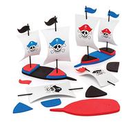 Baker Ross Kit nave dei pirati (pacchetto di 3) per bambini da assemblare e giocare, perfetto per i premi e regalini alle feste