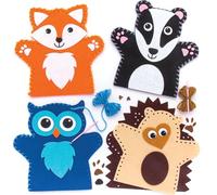 Baker Ross Kit per realizzare marionette da mano a forma di animali del bosco (confezione da 4) per creazioni fai da te e decorazioni per bambini