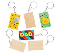 Baker Ross Kit portachiavi rettangolari in legno (confezione da 4) - Creazioni per bambini, da decorare e attaccare a portachiavi e borse