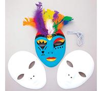 Baker Ross Maschere in plastica bianca per bambini da dipingere e decorare, Otime per Carnevale (confezione da 6)