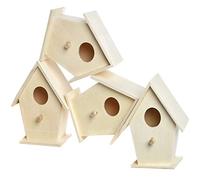 Baker Ross Mini Casette in Legno (Scatola da 4) per Uccellini - attività Creative per Bambini, Wood