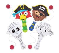 Baker Ross Mini mazza da paddle e palla, con elastico per bambini, per personalizzare, decorare e giocare, per arti e mestieri, confezione da 5, Colore bianco, AW612