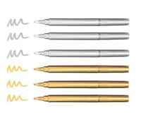 Baker Ross Pennarelli in Fibra Metallizzati Oro e Argento, Articoli Artistici Natalizi per Realizzare Decorazioni e Creazioni Fai da Te (Confezione da 6)
