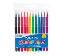 Baker Ross Pennarelli punta pennello (confezione da 12) - Pennarelli a colori assortiti con punta a pennello lunga, perfetti per disegnare, colorare ed evidenziare