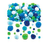 Baker Ross Pompon Colori dell'Oceano (Confezione da 200) - Confezione Risparmio in Brillanti Colori Che richiamano Il Mare - Pompon Bianchi, Blu e Verdi