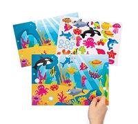 Baker Ross Rappresentazione con adesivi riutilizzabili a tema marino (confezione da 4) - Fogli di sfondo per bambini da decorare con adesivi