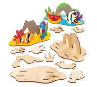 Baker Ross Rappresentazioni 3D in legno a tema marino (confezione da 4) - Creazioni per bambini, da decorare, assemblare ed esporre