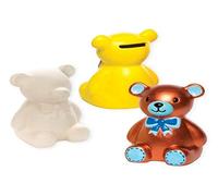Baker Ross Salvadanai in ceramica Teddy Bear per dipingere e decorare - Set creativi per bambini in porcellana (confezione da 2)