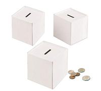 Baker Ross Salvadanaio a Forma di Cubo (confezione da 3) perfetti per bambini da decorare e personalizzare, ideali per progetti a scuola e a casa