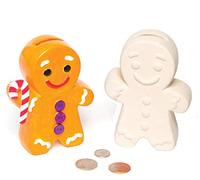 Baker Ross Salvadanaio di Ceramica a forma di Omino di Pan di Zenzero (confezione da 2) perfetto per bambini da decorare e ideale per la casa, la scuola, gruppi e altro, colori assortiti