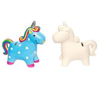 Baker Ross Salvadanaio in Ceramica a Forma di Unicorno Arcobaleno per Bambini da Dipingere, Decorare ed Esporre (confezione da 2), 121mm x 117mm x 53mm