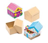 Baker Ross Scatola a forma di Casa Fai da Te, per i bambini da dipingere, decorare e personalizzare per le attività di arti e mestieri (confezione da 4)