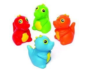 Baker Ross Spruzza acqua dinosauro (confezione da 4) - spruzza acqua galleggiante in gomma, ideali per il bagnetto o per attività acquatiche