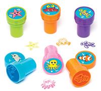 Baker Ross Timbrini con Inchiostro Incorporato Vita Marina (confezione da 10) perfetti per bambini per decorare biglietti, lavoretti, lettere, ideali per la casa. la scuola, gruppi e altro