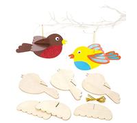Baker Ross Uccelli 3D in Legno Decorare e Personalizzare - attività Creativa Natalizia per Bambini (Confezione da 6), Wooden, 16 Cm, 6 unità