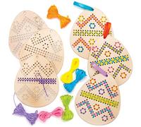 Baker Ross Uova di Pasqua a Punto Croce in Legno - Confezione da 5, Artigianato per Bambini (AT433)