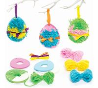 Baker Ross Uova di Pasqua con Pompon - Confezione da 3, Pompon di Pasqua per Bambini (FC489)