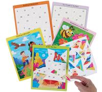Baker Ross VC127 Scene estive a mosaico - Confezione da 5, Immagini estive a mosaico numerate
