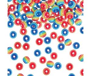 Baker Ross VC214 Perline a strisce arcobaleno - Confezione da 100, Perline a strisce arcobaleno per l'artigianato