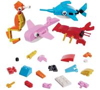 Baker Ross VC231 Kit di mattoncini da costruzione Sealife - Confezione da 4, mini set di mattoncini Sealife
