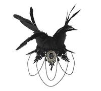 BakerMiche Gothic Piuma Collare Pizzo Piuma Sciarpa Vittoriana Piuma Collare di Piuma Halloween Party Vestire