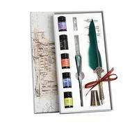 BakerMiche Set di 2 Penne in Vetro con Pennino per Calligrafia, a Mano, con 6 Inchiostri Colorati per Firme, Disegno, Decorazione