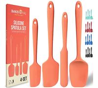 BakeRoyal Set di spatole in silicone - 4 spatole in gomma siliconica resistente al calore 300 ° F per attività quotidiane - Spatole da cucina dal design senza cuciture per pentole antiaderenti - Set di utensili da cucina in silicone