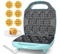 Baker's Friend Waffle Maker, Mini Macchina Piastra Per Waffle Per Bambini e Adulti, Piccola Macchina Per Waffle Belga, 11 x 5.5 cm, Macchina Waffle Piastra Antiaderente, Elettrodomestici Cucina, Aqua