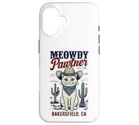 Bakersfield CA USA Divertente disegno a forma di gatto Meowdy Pawtner Custodia per iPhone 16