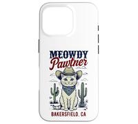 Bakersfield CA USA Divertente disegno a forma di gatto Meowdy Pawtner Custodia per iPhone 16 Pro