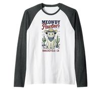 Bakersfield CA USA Divertente disegno a forma di gatto Meowdy Pawtner Maglia con Maniche Raglan