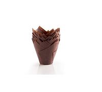 Bakery direct, 200 pirottini per muffin in miniatura a forma di tulipano, colore marrone cioccolato