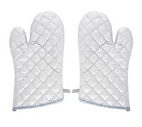 Bakery Heat Resistance Baking Insulated Oven Mitt Gloves Silver White Pair