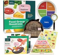 Baketivity Nutrition Explorer Kit - STEM Learning for Kids con costume da detective, puzzle per tabelle alimentari, piatto porzionario, adesivi e libro di ricette