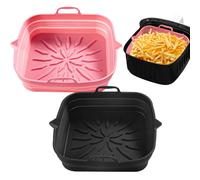 Bakeware quadrato pieghevole antiaderente, vassoio in silicone resistente al calore, 2 pezzi fodere per friggitrice ad aria in silicone alimentare per forno friggitrice