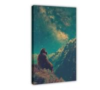BAKHFTR Bigfoot e le stelle, stampa artistica su tela, decorazione artistica da parete per soggiorno e camera da letto, 30 x 45 cm
