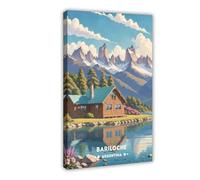 BAKHFTR Poster vintage su tela, motivo: Bariloche Argentina, decorazione per camera da letto, ufficio, camera da letto, regalo, 30 x 45 cm