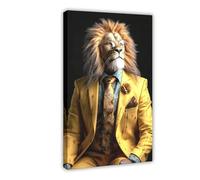 BAKHFTR Stampa artistica da parete con leoni in tuta, stampa su tela, per soggiorno, camera da letto, 50 x 75 cm