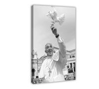 BAKHFTR Stampa su tela con Papa Francesco e la colomba della pace, decorazione per camera da letto, ufficio, camera da letto, regalo, 50 x 75 cm
