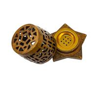 Bakhoor - Bruciatore di incenso fatto a mano, in resina con motivo geometrico arabo, 7 x 10 cm, ideale per incenso in resina, bakhoor e legno aromatico (marrone)