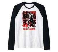 Baki Hanma The Grappler Blood Splatter Rosso Anime Manga Maglia con Maniche Raglan