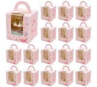 Bakiauli 25 Pezzi Porta Fette Biscottate, Rosa Scatole Singole per Cupcake, Porta Cupcake con Finestra, Scatole per Dolci per Matrimoni per Feste di Compleanno