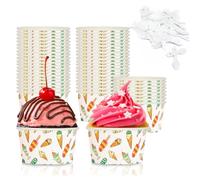 Bakiauli 50 Pezzi Coppette Gelato 125ml, Bicchierini Monoporzione Dolci con Cucchiai, Tazze per Yogurt Congelato