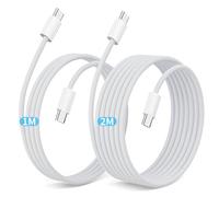 bakibo Cavo USB C a USB C (2 Pezzi, 1M+2M), Cavo USB Type-c Ricarica Rapida 60W PD 3.0 PPS Nylon Intrecciato Trasferimento Dati Cavetto Type c Cable per iPhone 17 pad MacBook Samsung S25 S24, Bianco