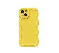 Bakicey Custodia per iPhone 14 Pro, in silicone liquido ondulato, morbida, alla moda, ultra sottile, opaca, antiurto, protezione per fotocamera per iPhone 14 Pro, colore giallo