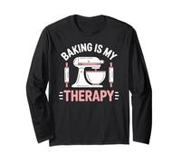 Baking Is My Therapy Pastry Funny Muffin Baker Maglia a Manica