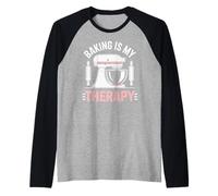 Baking Is My Therapy Pastry Funny Muffin Baker Maglia con Maniche Raglan