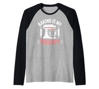 Baking Is My Therapy Pastry Funny Muffin Baker Maglia con Maniche Raglan