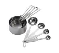 Baking Measuring Spoons Tablespoon Measure Spoon and Cups Set for Kitchen 17.6x8.5cm Silver Scooping Powdered Ingredients 8Pcs